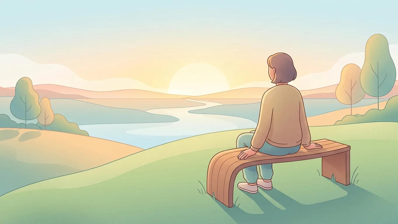 Illustration of a person watching a hopeful sunrise symbolizing anaplastic astrocytoma survival outlook
