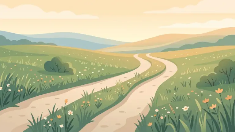 Illustration of two winding meadow paths symbolizing comparing anaplastic astrocytoma and glioblastoma
