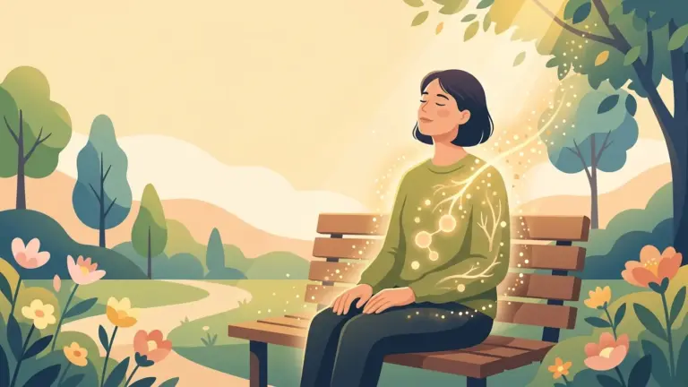 Illustration symbolizing a vaccine-based therapy guiding the immune system, patient resting peacefully in a garden